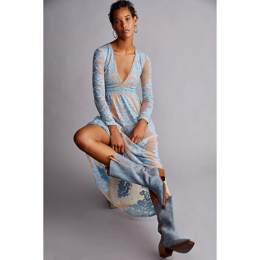 New Free People For Love & Lemons Temecula Maxi Dress Size L - Picture 3 of 9